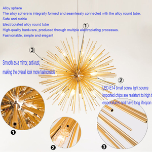 Lustre de luxe éclairage moderne nordique Spark Ball LED lustre pissenlit hérisson LED créatif bougie suspension - Product Image 2