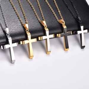 Collar con Colgante de Cruz de Doble Capa de Acero Inoxidable, Estilo Punk, para Hombre y Mujer, Amuleto de Cristo, Cadena de Oración, Joyería Metálica - Product Image 1