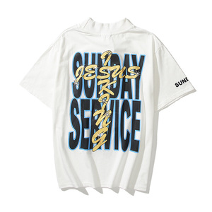 High Street Oversized t Shirts Mens High Neck t Shirt Kanye <strong>Sunday</strong> Service Jesus Is king Printed Tee Shirts Plus Size - Product Image 4