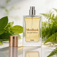 Flacon de parfum plat personnalisé 50 ml avec emballage en boîte, bouchon doré, flacon de parfum 1,7 oz, emballage avec estampage à chaud, logo personnalisé OEM ODM