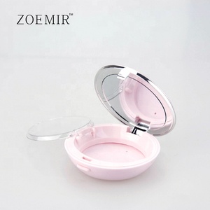 Lussuosa custodia rotonda <span class=keywords><strong>rosa</strong></span> vuota per blush/fondotinta in polvere, in plastica, con specchio e coperchio interno trasparente - Product Image 2