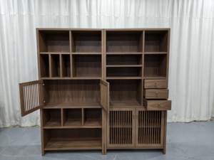Robe asymétrique à volants sur le côté |   Armoire de nuit en bois massif noyer avec plateau en marbre et rails incurvés pour salon, hôtel, chambre à coucher - Product Image 6