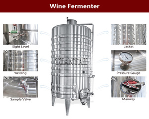ถังหมักไวน์สแตนเลสขนาด 1000 ลิตร สีแดงและสีขาว พร้อมแจ็คเก็ตไกลคอล ถังแรงดัน และมอเตอร์ควบคุมอัตโนมัติสำหรับการผลิตแอลกอฮอล์ - Product Image 5