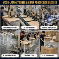 Chaise de bureau gain de place pour salle de classe, hauteur réglable, base cantilever, étagère sous le bureau pour programme post-scolaire et salle d'activités pour enfants