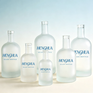 Venta Caliente: Botellas de Vidrio Vacías Redondas Esmeriladas Transparentes/Negras de 100ml, 200ml, 375ml, 500ml, 750ml y <span class=keywords><strong>1L</strong></span> para Licor, Vodka, Ron, Brandy, Ginebra con Tapón de Corcho - Product Image 5