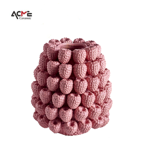 Jarrón de Cerámica con Forma de Fruta, Diseño Interior Moderno y Creativo Personalizado, Color <span class=keywords><strong>Rosa</strong></span> Frambuesa y Fresa, para Interiores - Product Image 4