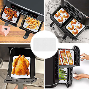 Papel de silicona perforado rectangular para freidora de aire, 14x20.5 cm, antiadherente, desechable, para uso en cocina con freidora doble Ninja. - Product Image 4