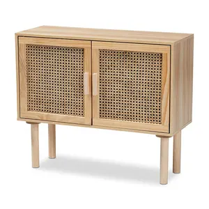 Nordic kitchen dining room hutch storage cabinet wood rattan buffet sideboard