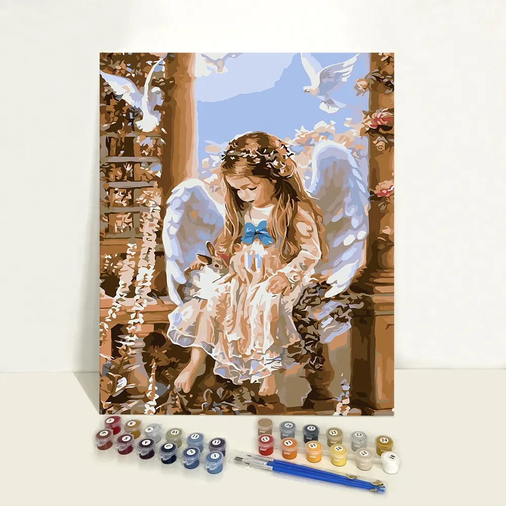 Custom Portrait Picture Canvas Oil Acrylic Diy Paint by Numbers Angel for Adults Kit