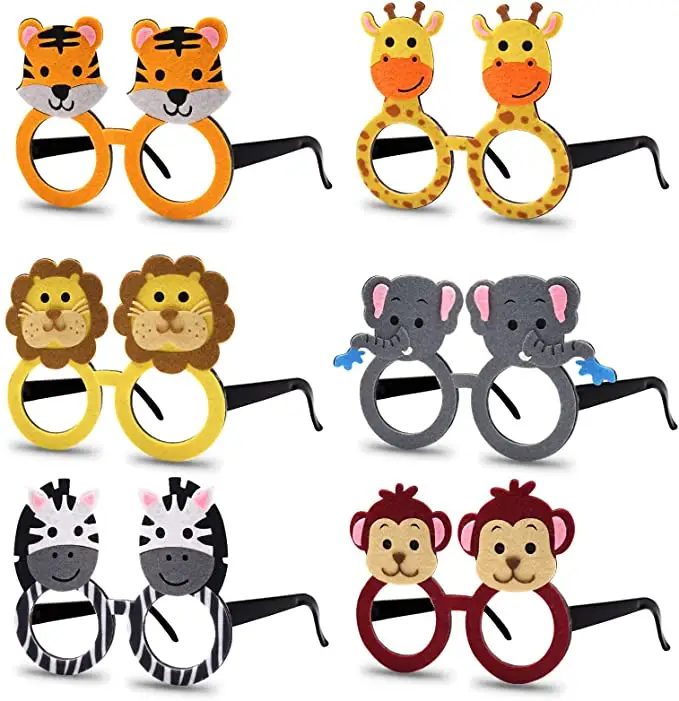 Lunettes d'animaux Safari pour adultes, fournitures de fête d'anniversaire, thème Safari de la Jungle, déguisement d'halloween