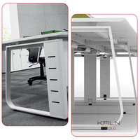 Station de travail modulaire triangulaire personnalisable KALN 120, table de bureau en plan ouvert, finition mélamine, espace de travail informatique flexible, moderne