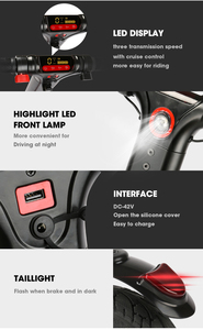 QMWHEEL-patinete eléctrico H6plus para adulto, Scooter con cargador USB, suspensión trasera plegable de 350w - Product Image 5