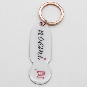 Porte-clés jeton de chariot de courses avec déverrouillage et déclencheur de chariot, logo gravé - Product Image 1