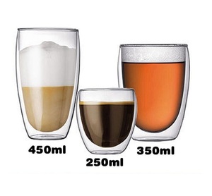 Nuevo Diseño, Taza de Café de Vidrio de Doble Pared de 350 ml y 450 ml, Taza de Vidrio de Borosilicato Aislada para Café, Hogar, Cocina, Vajilla - Product Image 1