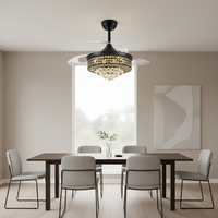Plafonnier LED moderne en fer HSG Model1268B avec ventilateur, télécommande, variateur d'intensité, 220V, 42 pouces, doré, pour chambre/salle à manger