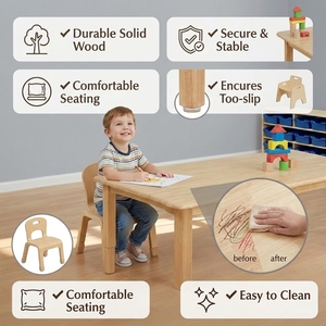 Set di Tavolo e Sedie in Legno Massello Montessori per <span class=keywords><strong>Asilo</strong></span>, Scuola Materna e Aula di Educazione della Prima Infanzia - Product Image 2