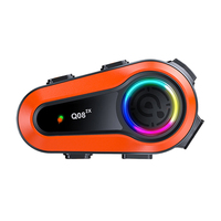 Casque de moto avec interphone sans fil Q08-2X, portée 5.0 1000M, étanche IPX6, batterie 25H, assistant vocal double téléphone