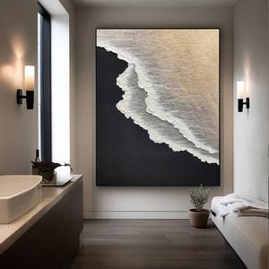 Arte Mural Minimalista Personalizado, Pintura a Mano sobre Lienzo, Obra de Arte Contemporánea, Decoración de Playa y Océano para el Hogar y Hoteles, Pinturas al Óleo - Product Image 5