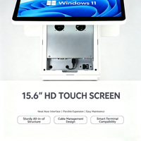 Terminal de Pago POS Blanco con Impresora Integrada de 58 mm, Escáner, Caja Registradora Autoservicio para Tiendas, Pantalla Táctil Dual de 15.6 Pulgadas