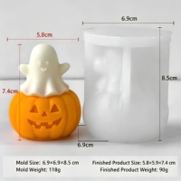 Moule en silicone 3D Citrouille Fantôme pour bougies d'Halloween, fabrication de bougies d'aromathérapie, bricolage fait main, décoration intérieure pour adultes, artisanat