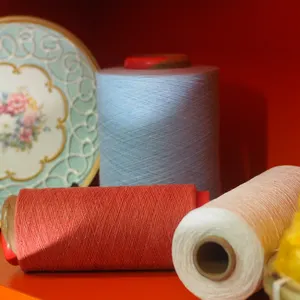 Tecido de resíduos têxteis material cru poliéster algodão reciclar fio para tricô