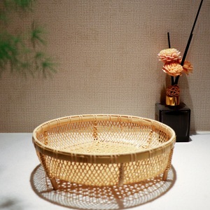 <b>Bamboo</b> Woven Fruit Basket Round 22X22X8 Cm For Kitchen Food Storage - Product Image 1