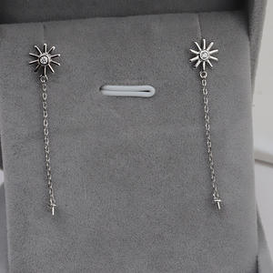 S925 Silver <b>Snowflake</b> <b>Earrings</b> Simple Fashionable DIY Accessory Long Earline Tassel Versatile 890 Pearl Hollow Holder Fashion - Product Image 3