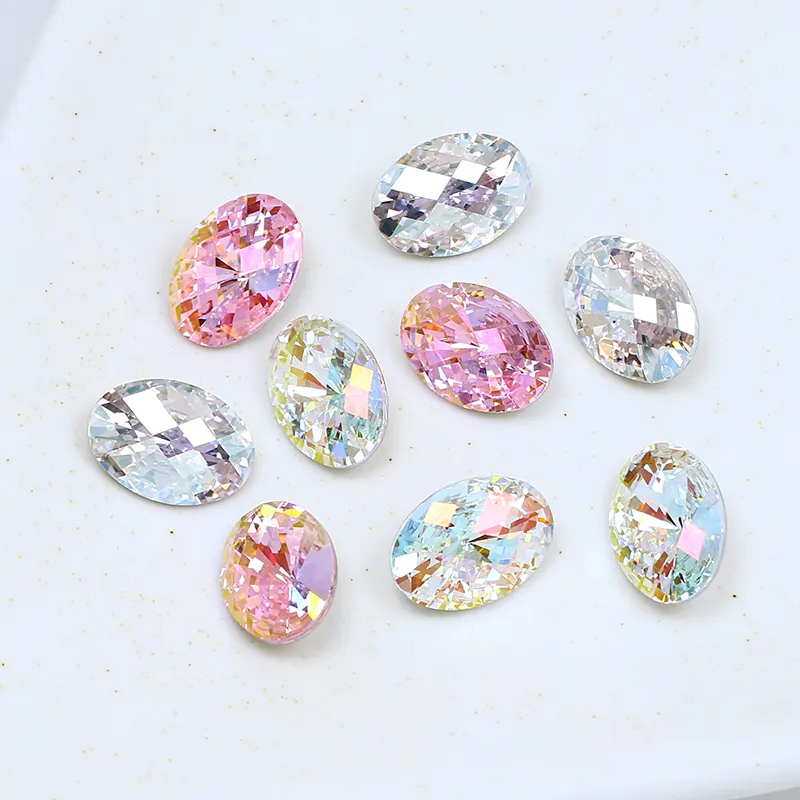 K9 crystal oval rhinestone beads point back crystal fancy stone wholesale loose crystal beads for jewelry making