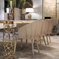 Chaise de salon design haut de gamme italienne luxueuse et légère à dossier haut Chaises de salle à manger modernes rembourrées en bois massif pour restaurant