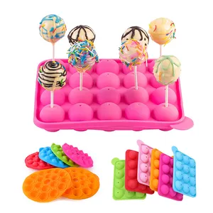 Wholesale 12 18 20 Cavity 3D Gummy Hard Chocolate Candy Bar Silicone Cake Decoration Lollipop Mold