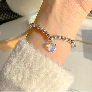 Heart Shape Moonstone Necklace Silver Chain Women's Clavicle Jewelry Gift Elegant Fashion Accessory - Product Image 4