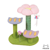 Arbre à chat en forme de fleur, griffoir en sisal à 3 niveaux, plateforme intégrée, lit pour chat en forme de fleur, meubles de jeu pour chaton