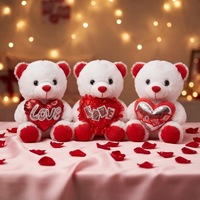 Peluche super douce et mignonne en forme d'ours en peluche avec rembourrage en coton PP, couverture réconfortante pour la Saint-Valentin, boîte cadeau en polyester lavé avec cœur d'amour