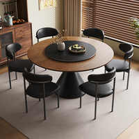 Table à manger moderne minimaliste de luxe en bois massif, rotative, écologique, style rustique, pieds en métal, pour hôtel, restaurant, meubles de maison
