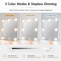 Miroir de Maquillage LED à 7 Ampoules avec Bluetooth, Musique, Intensité Réglable, Tactile, pour Chambre à Coucher, Coiffeuse, Cadeau pour Blogueuses de Beauté, Vente en Gros
