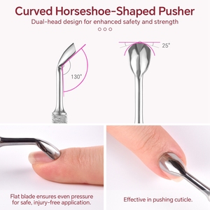 Pousse-cuticules double extrémité en acier inoxydable, nettoyeur d'ongles, éliminateur de peaux mortes pour manucure et pédicure au gel - Product Image 3