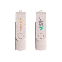 Grosir Disk USB Tipe C bahan kayu sedotan gandum ramah lingkungan hadiah perusahaan antarmuka 2.0 USB dengan prioritas