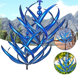 Bleu et rouge métal fer Harlow <span class=keywords><strong>vent</strong></span> Spinner nouveau jardin extérieur cour décoration toupie - Product Image 1