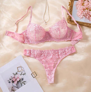 セクシーランジェリーファンシーレースエロティシーセット女性2ピース透明な女性の下着刺繍エロチック美しいブラとパンティセット - Product Image 1