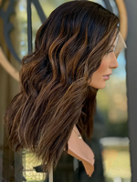 Perruque Lace Front HD sans colle pour femmes, cheveux vierges européens ondulés, couleur caramel, minuscules nœuds simples, pour perte de cheveux