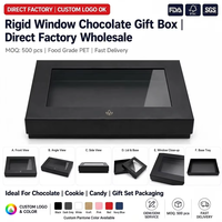 Boîte cadeau en chocolat à fenêtre rigide OEM ODM FDA FSC SGS PET de qualité alimentaire avec insert sur mesure MOQ 500