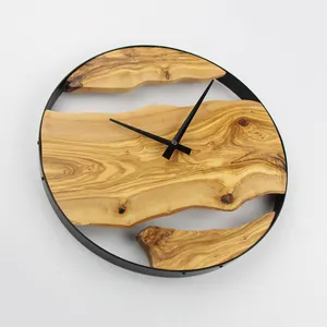 2023 legno d'ulivo arte di lusso moderno decorativo 3d orologio da parete nordico retrò minimalista orologio da parete al quarzo analogico soggiorno personalizzato