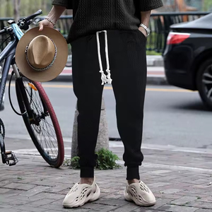 Pantalones casuales de primavera y otoño para hombre, estilo americano juvenil, deportivos y de ocio, de secado rápido, color sólido, con cordón ajustable. - Product Image 6