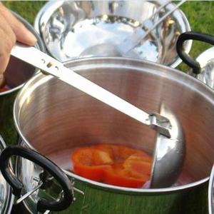 Cuchara Plegable de Acero Inoxidable con Gancho Antideslizante, Cuchara <span class=keywords><strong>para</strong></span> Sopa, Utensilios de Cocina <span class=keywords><strong>para</strong></span> Camping, Picnic y Barbacoa + Bolsa - Product Image 6