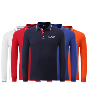 Polo de haute qualité pour hommes du fabricant OEM T-shirts tricotés en coton brodé sur mesure à manches longues en maille piquée vierge - Product Image 1