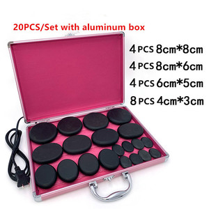 Spa Hot <span class=keywords><strong>Massage</strong></span> <span class=keywords><strong>Stone</strong></span> 16 Stück <span class=keywords><strong>Massage</strong></span> stein mit Aluminium Heizbox Wärme <span class=keywords><strong>massage</strong></span> <span class=keywords><strong>Kit</strong></span> Basalt Energy Stones - Product Image 4