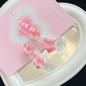 <strong>Adorable</strong> Pink Heart Transparent Plastic <strong>Hair</strong> Pins Elegant Teenage Duckbill Clip for Girls Practical Student Headwear - Product Image 6