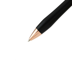 Stylo à <span class=keywords><strong>bille</strong></span> en forme d'<span class=keywords><strong>arc</strong></span> avec bouton poussoir en métal plaqué or rose, cuivre mat noir personnalisé BuFan, encre bleue/noire 1,0 mm - Product Image 4