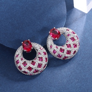 Fashion Jewelry Eco-friendly Copper Micro Pave 8*10mm Multicolor Zircon Geometric Bohemian Korean Wholesale <b>Earrings</b> Bulk Retail - Product Image 3