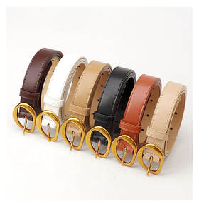 女式黄铜扣窄人造革腰带优雅休闲紧身腰带连衣裙牛仔裤别针扣PU皮带宽度<span class=keywords><strong>2.3</strong></span>厘米 - Product Image 3